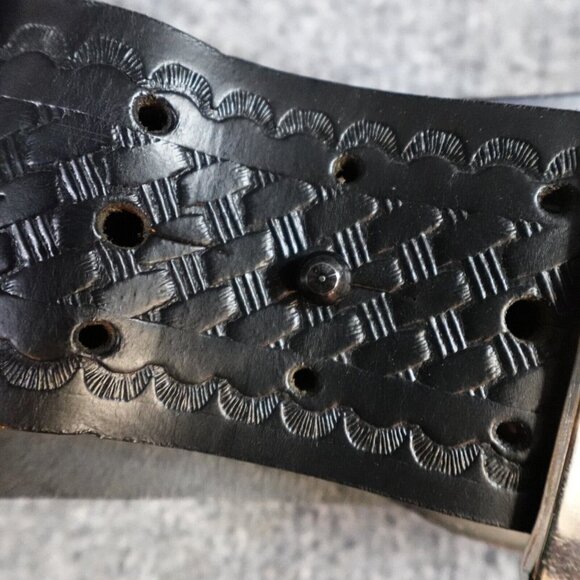 Task Force Belt XL / 44 Black Leather Full Grain Tooled USA Made 1 1/3" Width - Picture 2 of 5
